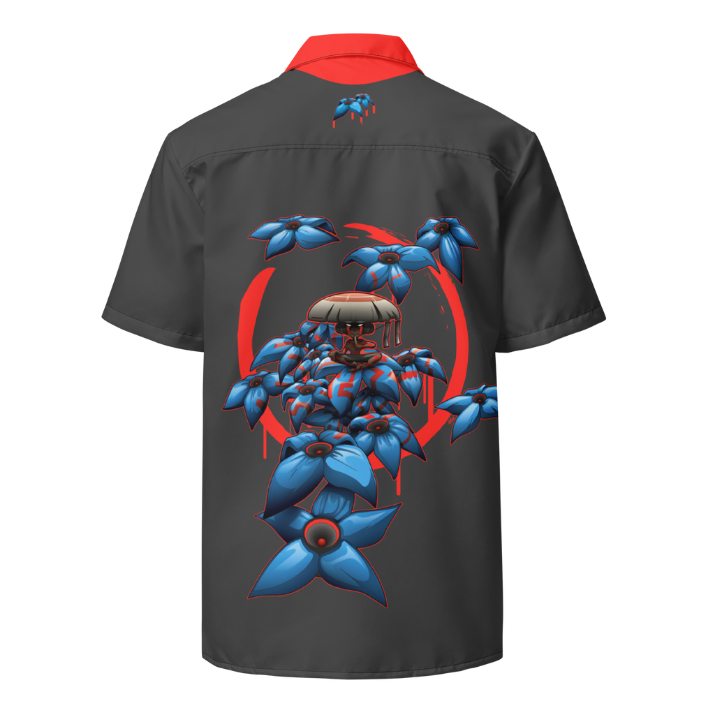 Chemise d'été rouge et grise par WAM2026 motif à fleurs bleues disponibles du 2XS au 6XL