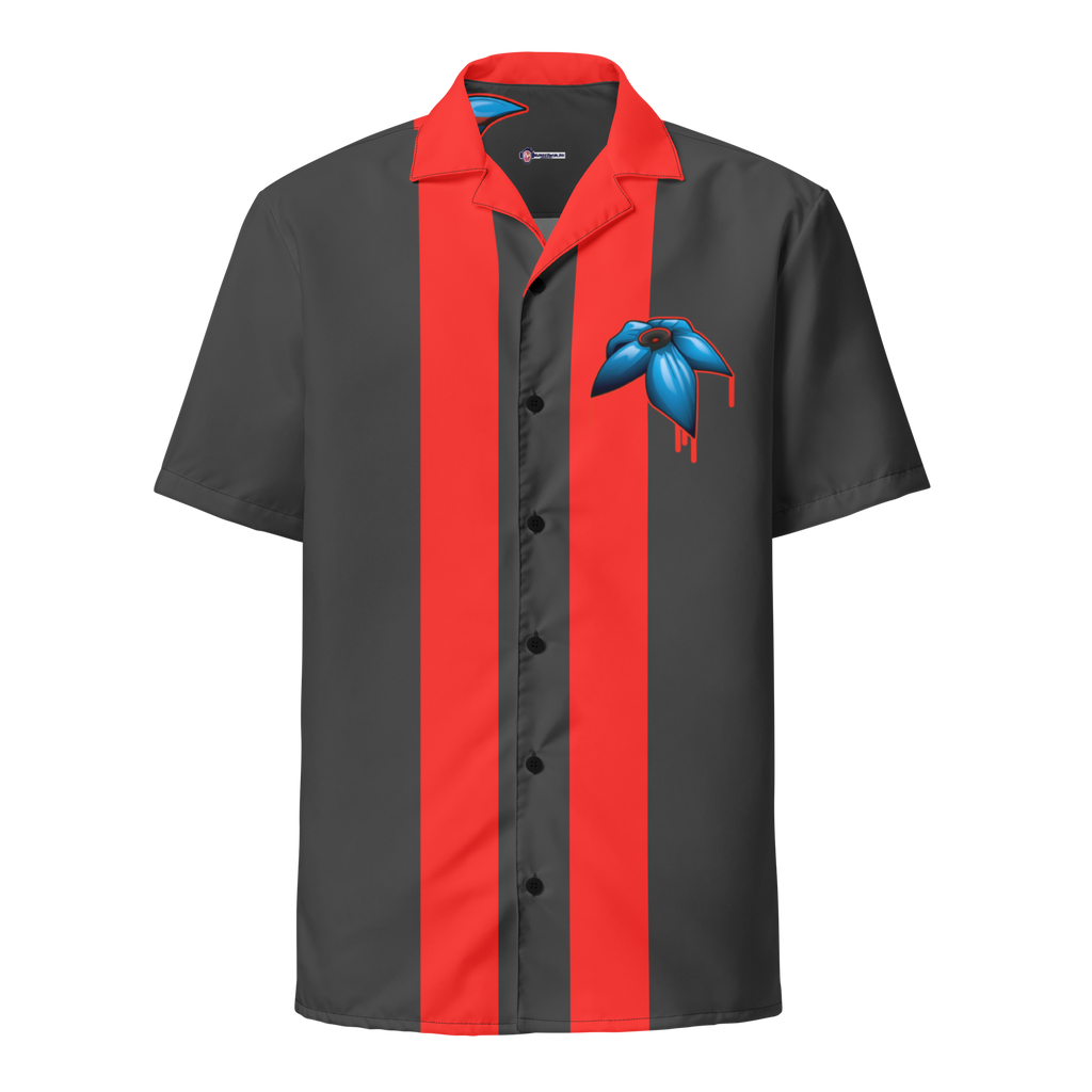 Chemise d'été rouge et grise par WAM2026 motif à fleurs bleues disponibles du 2XS au 6XL