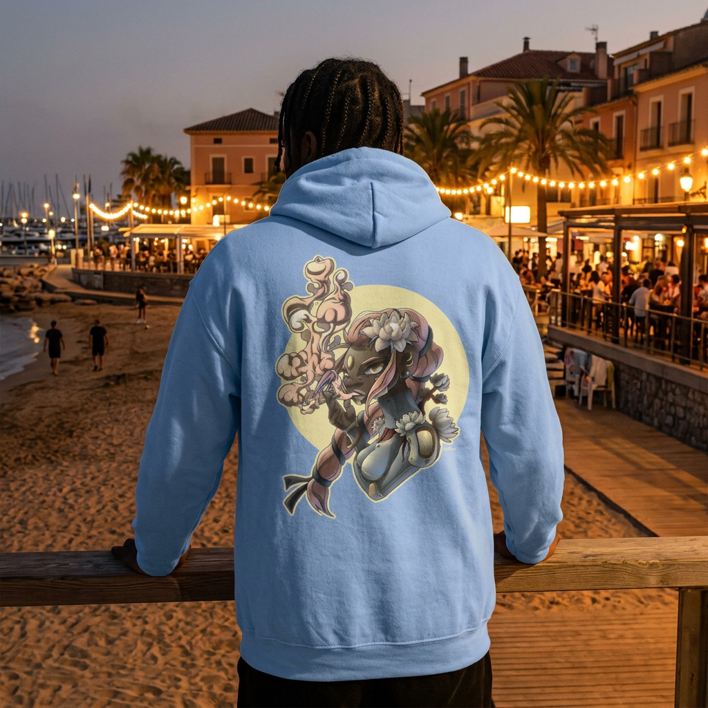 Hoodie epais bleu 50% polyester 50% coton imprimé motif SmokingGirl du S au 5XL