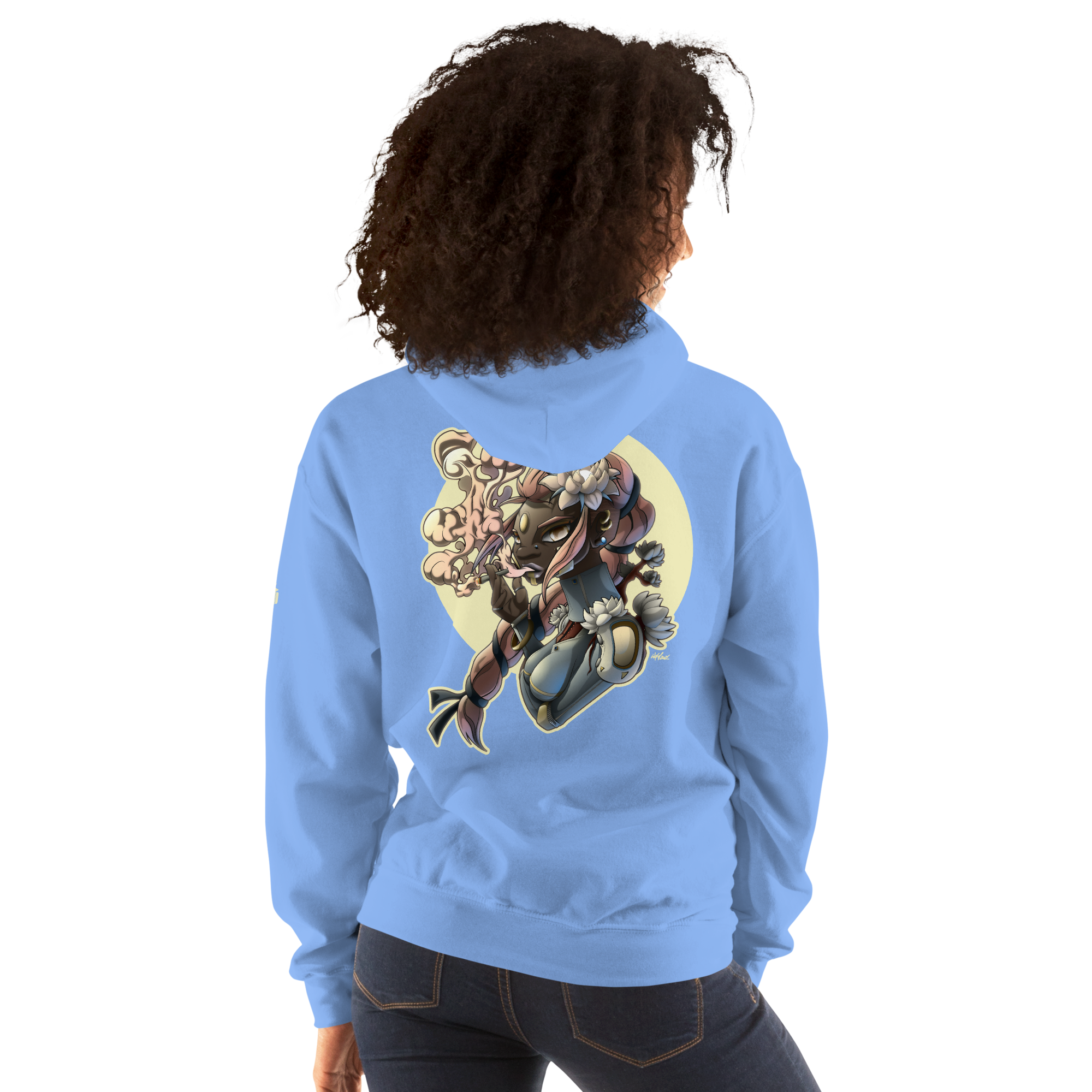 Hoodie epais bleu 50% polyester 50% coton imprimé motif SmokingGirl du S au 5XL
