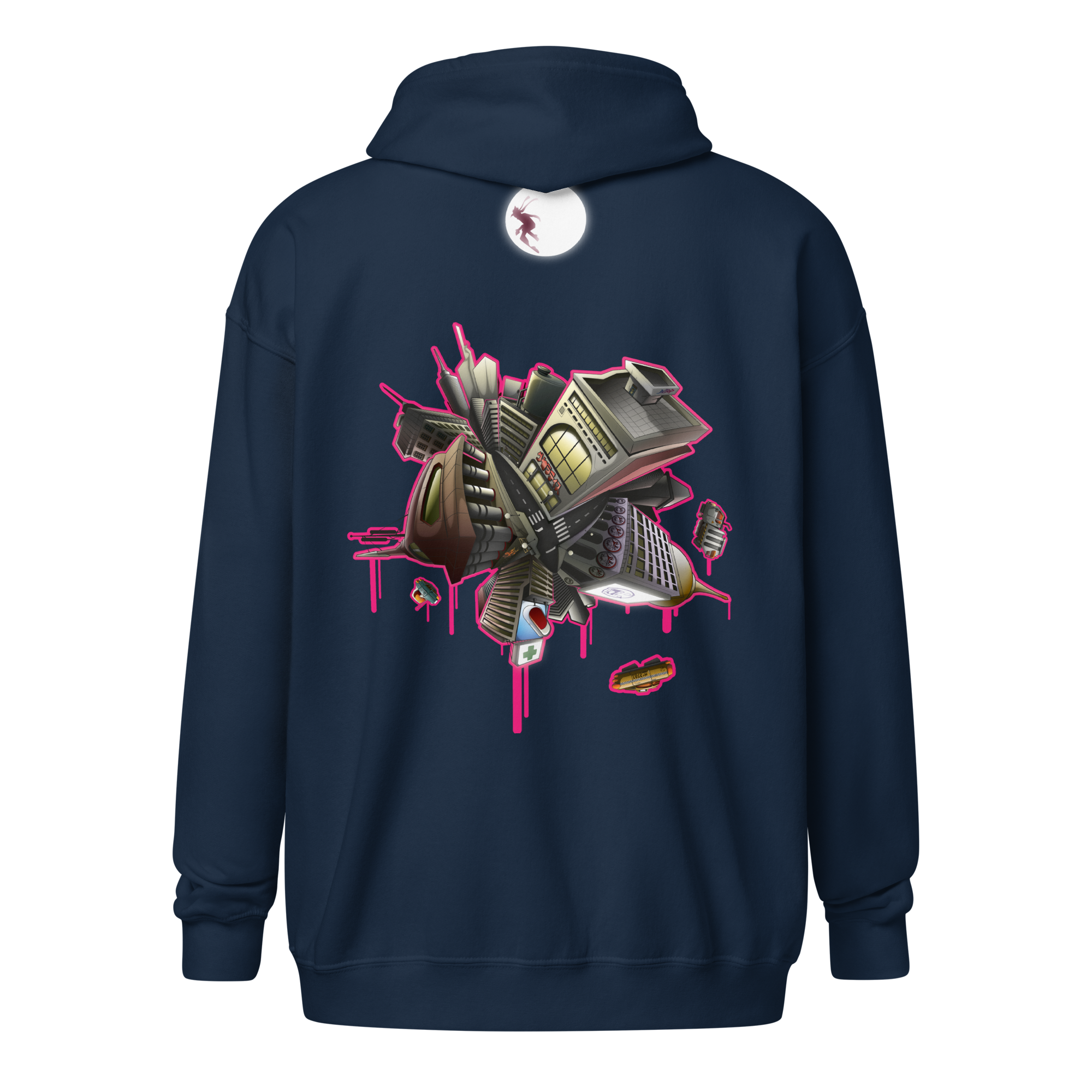 Hoodie bleu marine épais zippé PlanetAsphalt by WAM2026 du S au 5XL