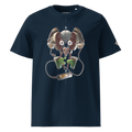 T-shirt bleu marine en coton biologique unisexe imprimé Splittedmind par WAM2026 du S au 4XL
