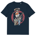 T-shirt unisexe organique bleu marine imprimé Shamisen par Wam2026 du S au 4XL