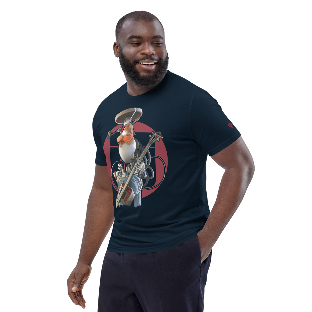 T-shirt unisexe organique bleu marine imprimé Shamisen par Wam2026 du S au 4XL