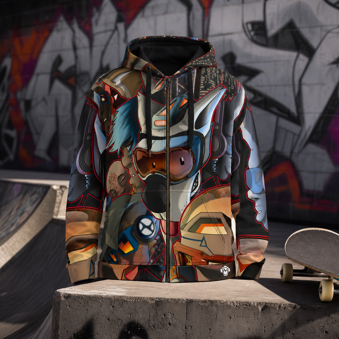 Hoodie imprimé all over motif MeltingBrain par Wam du 2XS au 5XL