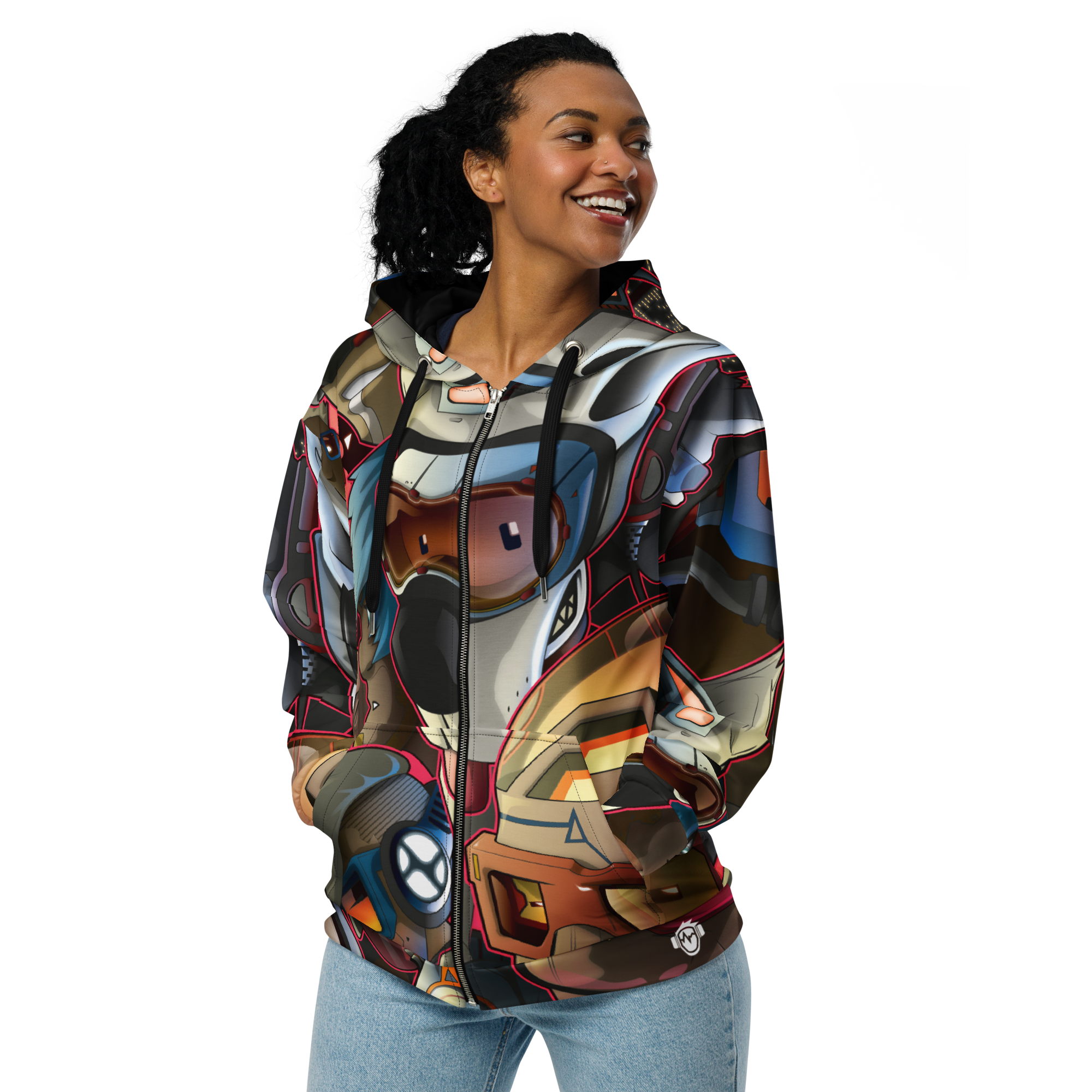 Hoodie imprimé all over motif MeltingBrain par Wam du 2XS au 5XL