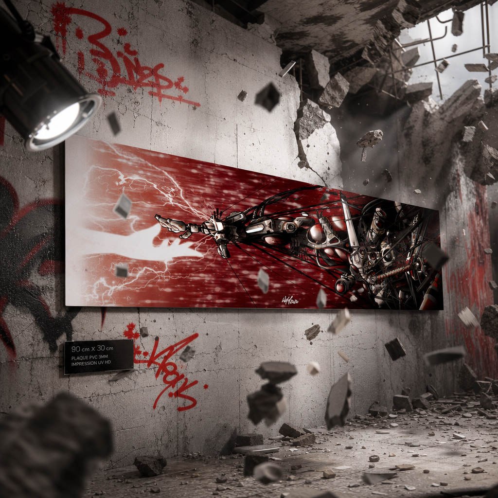 Impression d'art de l'illustration Confrontation par WAM2026 panoramique sur pvc disponible en 2 tailles