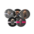 set de 5 badges rond en fer blanc imprimés motifs WAM
