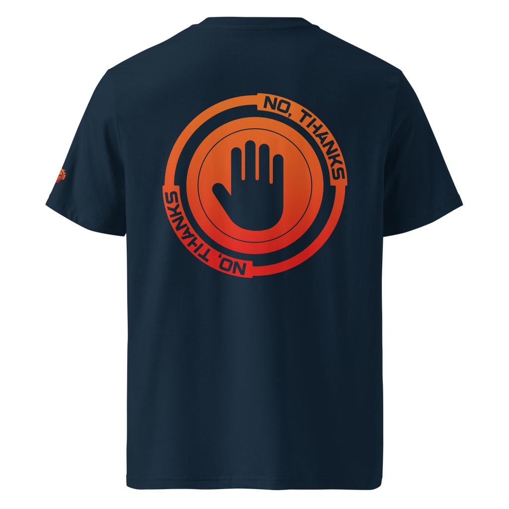 Tshirt organique 100% coton biologique imprimé motif NoThanks par Wam, disponible du S au 4XL